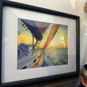 "Sailing to the Sunset" Watercolour<BR>-SOLD-