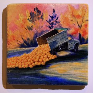 Stone Coaster with Pumpkin Truck
