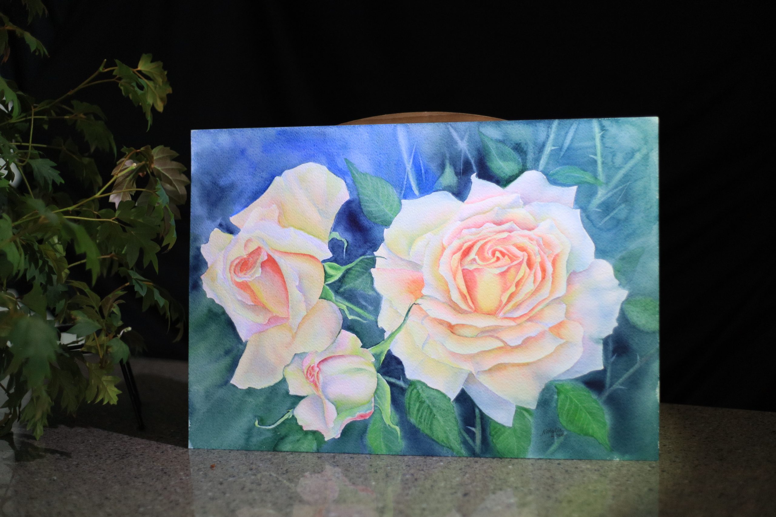 "Blushing Roses" Watercolour