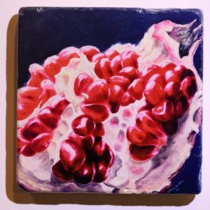 Stone Coaster with Pomegranate