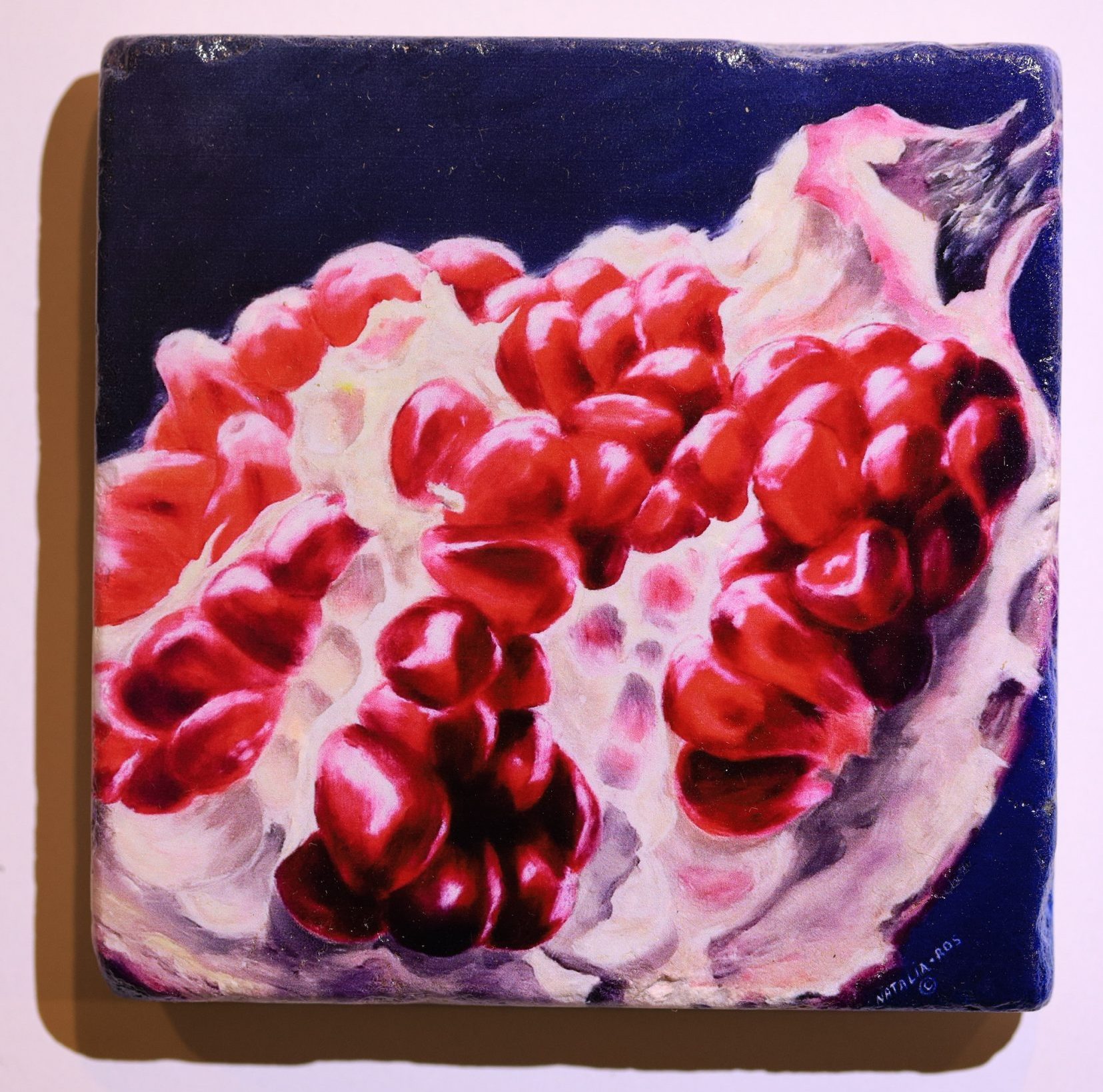 Stone Coaster with Pomegranate