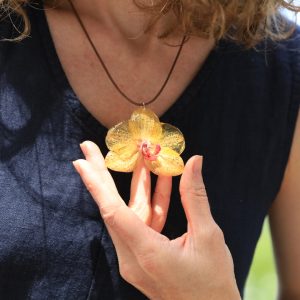 "Sunny Day" Real Yellow Orchid Necklace