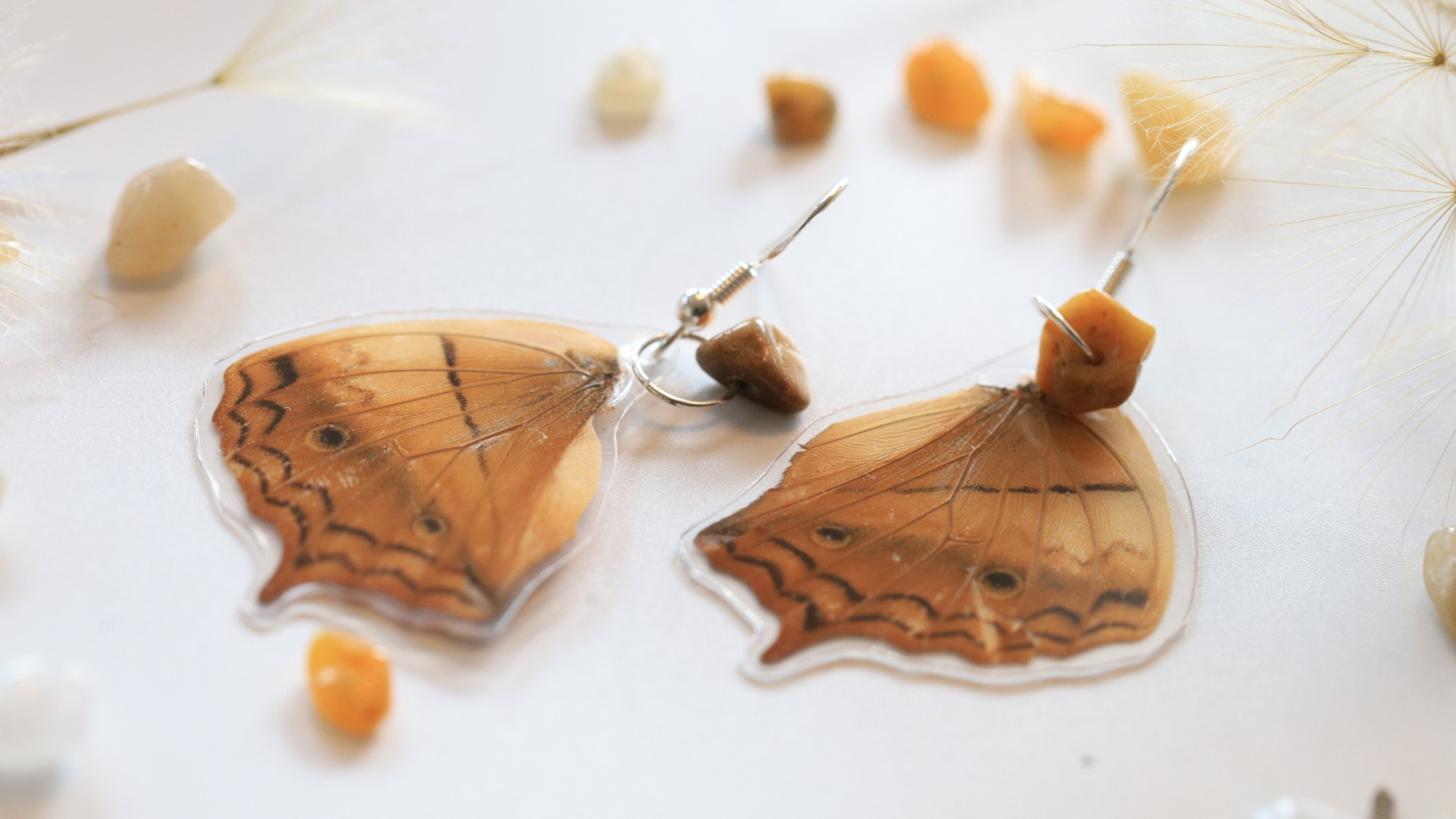 Earrings - Handmade Sterling Silver with Butterfly Wings - Image 2