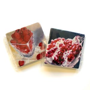 Natural Stone Art Coaster with Fruits (2 designs)