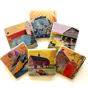 Natural Stone Coaster with Local Landmarks of Dufferin County
