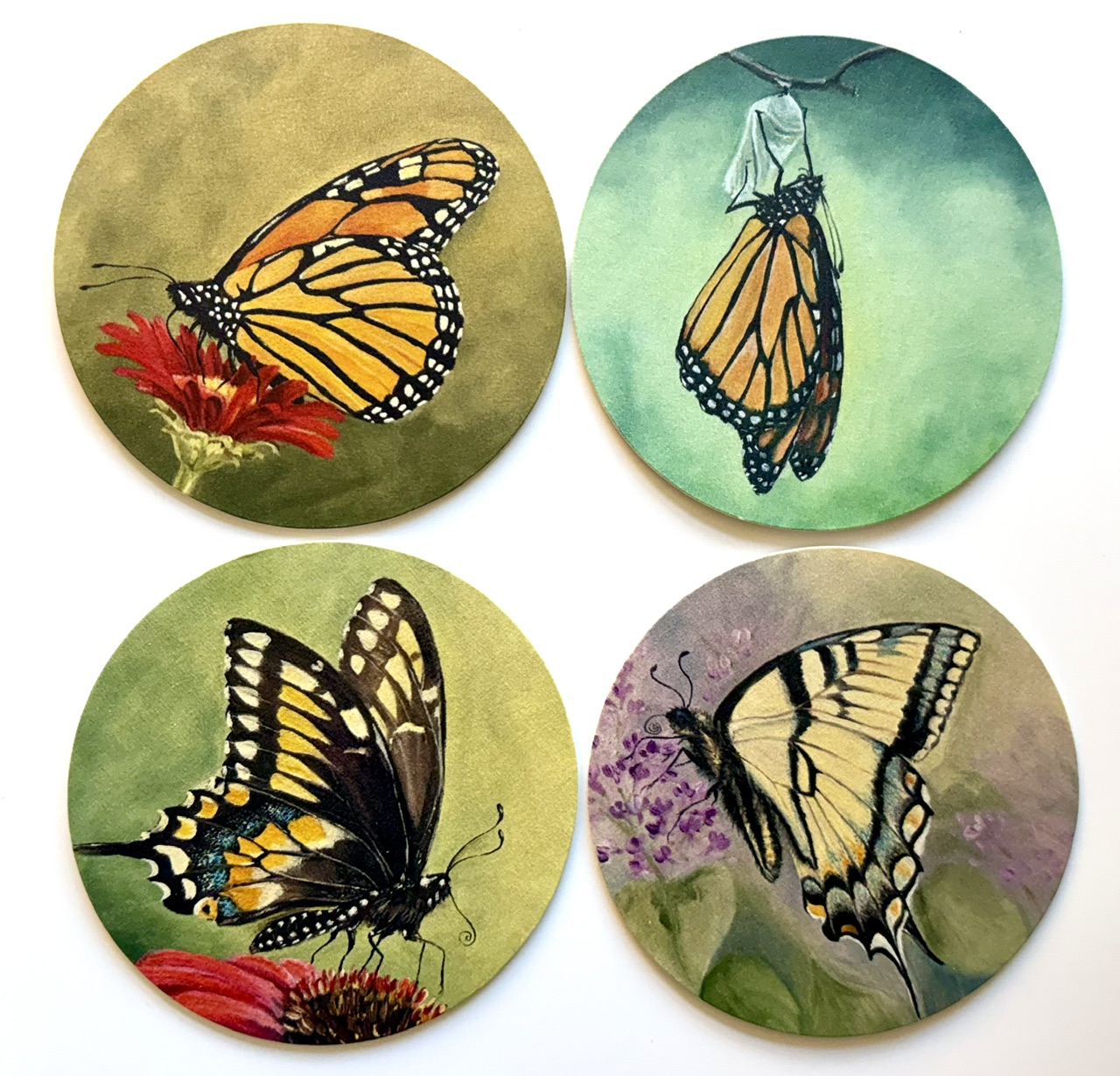Natural Stone Coaster with Art